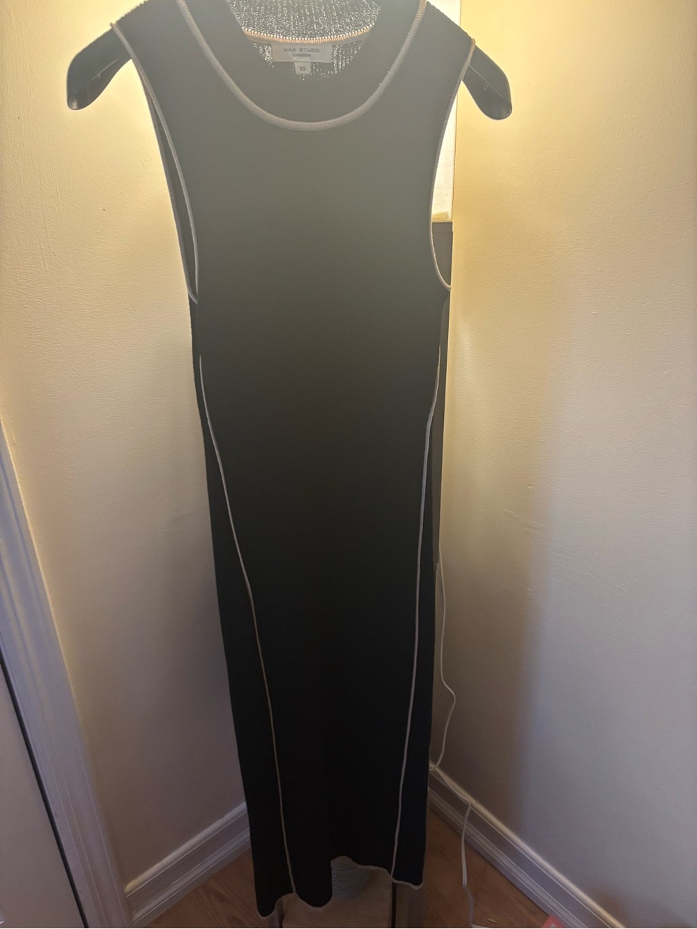 Aqua Black Sleeveless Bodycon Maxi Dress with Light Piping